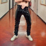 Shiny Leather Zipper PVC Pants - Featuring Wetlook Material Perfect for Clubwear Fashion