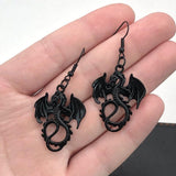 Gothic black dragon earrings for witch ladies