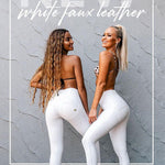 High-Waisted White Faux Leather Skinny Pants - Leather Look Fashion Leggings with Booty Lift Effect - Alt Style Clothing