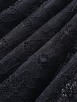 Black See Through Floral Lace Flare Sleeve Extra Short Vintage Steampunk - Alt Style Clothing