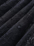 Black See Through Floral Lace Flare Sleeve Extra Short Vintage Steampunk