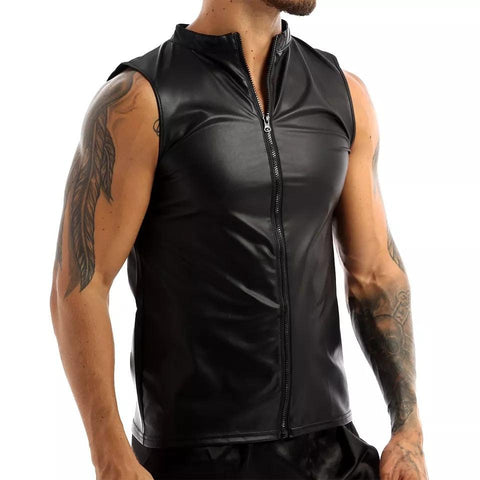 Soft Leather Sleeveless Shirts Shaping Stretch Tank Top