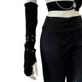 Gothic Eyelet Ribbon Elbow-Length Outsleeve Gloves for Dark and Cool Girls