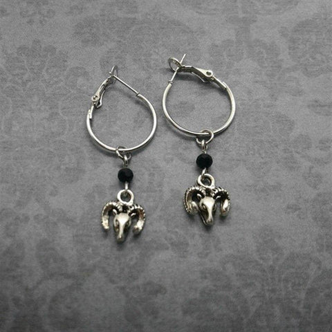 Baphomet Weight Goat Gothic Witch Satan Occult Alternative Hoops Earrings - Alt Style Clothing