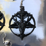 Unleash Your Dark Side with Baphomet Five-Pointed Star Pan God Skull Goat Head Pendant Earrings - Alt Style Clothing