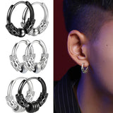 Retro Stainless Steel Gothic Round Geometry Dragon Rock Statement Earrings