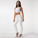 High-Waisted White Faux Leather Skinny Pants - Leather Look Fashion Leggings with Booty Lift Effect - Alt Style Clothing