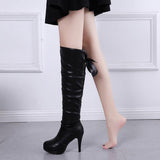 Gothic Knee High Knight Boots With Thick High Heel - Alt Style Clothing