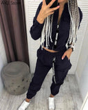 Stay Comfortably Cool with Our Long Sleeve Zipper Pants Streetwear Track Suit Casual