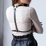 Add a Touch of Gothic Style to Your Outfit with Our Wide Leather Waist Belt for Women Body Bondage Chest Harness Belt