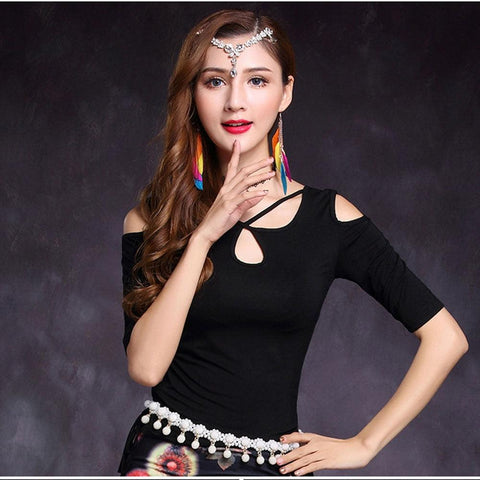 Get Ready to Dance with Our Mesh Belly Dance Tops Shirt Costume for Women