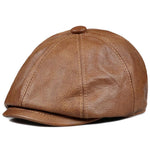 Genuine Leather Octagonal Cap - Warm Hat - Alt Style Clothing