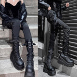 DoraTasia Women's Gothic Punk Street Ankle Boots with Platform Wedges and High Heels - Alt Style Clothing