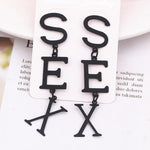 English Letter Long Drop Earring Spray Metal Exaggerated Party Jewelry - Alt Style Clothing