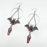 Gothic Punk Bat, Cross Coffin Earrings - Alt Style Clothing