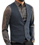 Make a Statement with V-Neck Suit Vests - Fashionable and Formal Herringbone Dress Waistcoats for Business and More - Alt Style Clothing