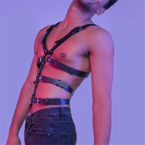 Male Leather  Chest Harness Men Adjustable Rave Clothing Full Body Harness Belt Strap