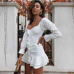 EvaQueen White Ruffles Sexy Strapless Off Shoulder Club Mini Dress - Alt Style Clothing