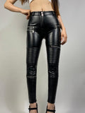 Warm Leather Moto Pencil Pants - Perfect for Biker Style Fashion - Alt Style Clothing