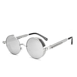 Step Up Your Alternative Look with Metal Steampunk Sunglasses - Vintage Round Glasses with a Unique Brand Design