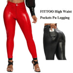 PU Leather Pencil Pants for Women - Featuring Convenient Pockets for a Stylish and Functional Look