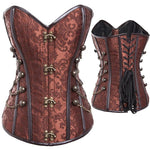 Vintage Retro Sexy Steampunk Gothic Leather Overbust Corset - Alt Style Clothing