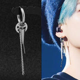 Cross Long Tassel Stainless Steel Silver Color Moon Hoop Earrings Jewelry