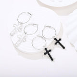Make a Bold Statement with Black Hollow Cross Big Earrings - Alt Style Clothing