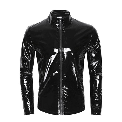 Glossy PVC Leather Sheath Shirt - Perfect for Shaping and Stylish Looks