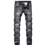 Punk Rock Motorcycle Riding Jeans with Knee Guards - Straight Leg Style - Alt Style Clothing