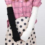 Fine Long Knitted Fingerless Gloves Over Elbow Arm Soft Goth - Alt Style Clothing