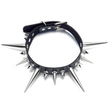 Long Spike Choker Punk Faux Leather Collar - Alt Style Clothing