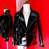 Punk Style Patent Leather Motorcycle Jacket - Alt Style Clothing