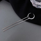 Crescent Moon Black Stones Hairpin U-Shaped Elegant Hair Stick for DIY Hairstyles - Alt Style Clothing