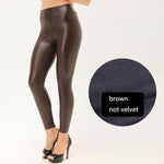 Thickened Warm High-Waist PU Leather Leggings - Alt Style Clothing