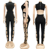 Get Ready to Turn Heads with Our Backless Hollow Out Bodycon Jumpsuit Romper Overall for Club Night Outfits - Alt Style Clothing
