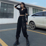 Gothic Black Chain Cargo Pants - Oversize Harem Style - Alt Style Clothing