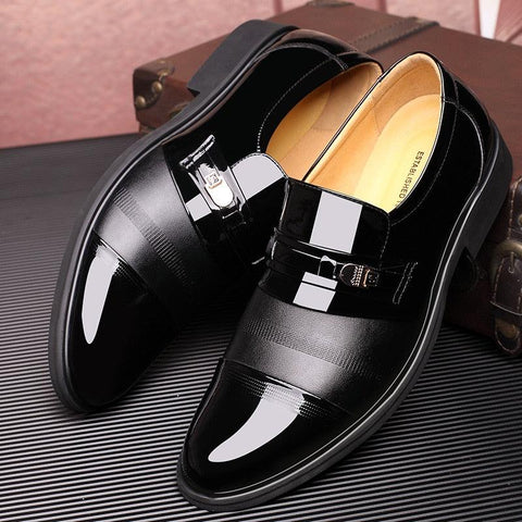 Leather Low Top Solid Color Men Hollow Out Formal Shoes