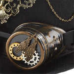 Steampunk Top Hat - Victorian Style with Gear Chain, Goggles, and Deer Head