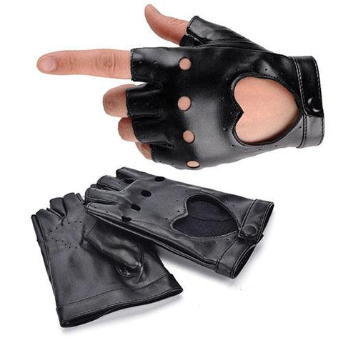 Punk Short Synthetic Leather Gloves Half Finger Fingerless Gloves - Alt Style Clothing