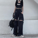 Deeptown Gothic Techwear Emo Black Cargo Pants - Alt Style Clothing