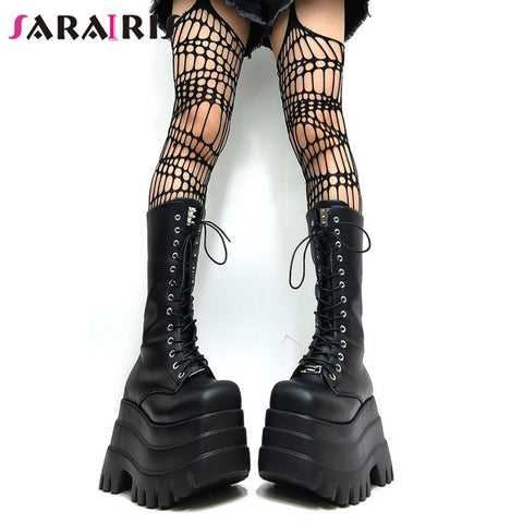 High Heels Platform Shoes Motorcycle Boots