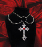 Gothic Double Chain Cross Pendant Necklace - Alt Style Clothing