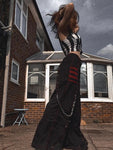 Mall Gothic Wide-Leg Baggy Pants - High Waist and Dark Goth Style