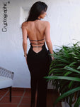 Sexy Backless Halter Elegant Bandage Maxi Dress - Alt Style Clothing