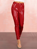 Shiny Patent Leather Pencil Pants - Sleek and Stylish Design - Alt Style Clothing