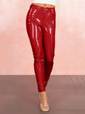 Shiny Patent Leather Pencil Pants - Sleek and Stylish Design - Alt Style Clothing