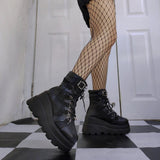 Hot Gothic High Heels Mid Calf Platform Booties - Alt Style Clothing