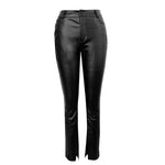 Black PU Leather High-Waisted Pants - Slim Fit with Stretch for Casual and Push-Up Effect - Alt Style Clothing