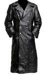 Classic Black Leather Trench Coat: The Perfect Military Uniform Officer Look